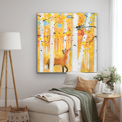 Fox and Chickadee Fine Art Print