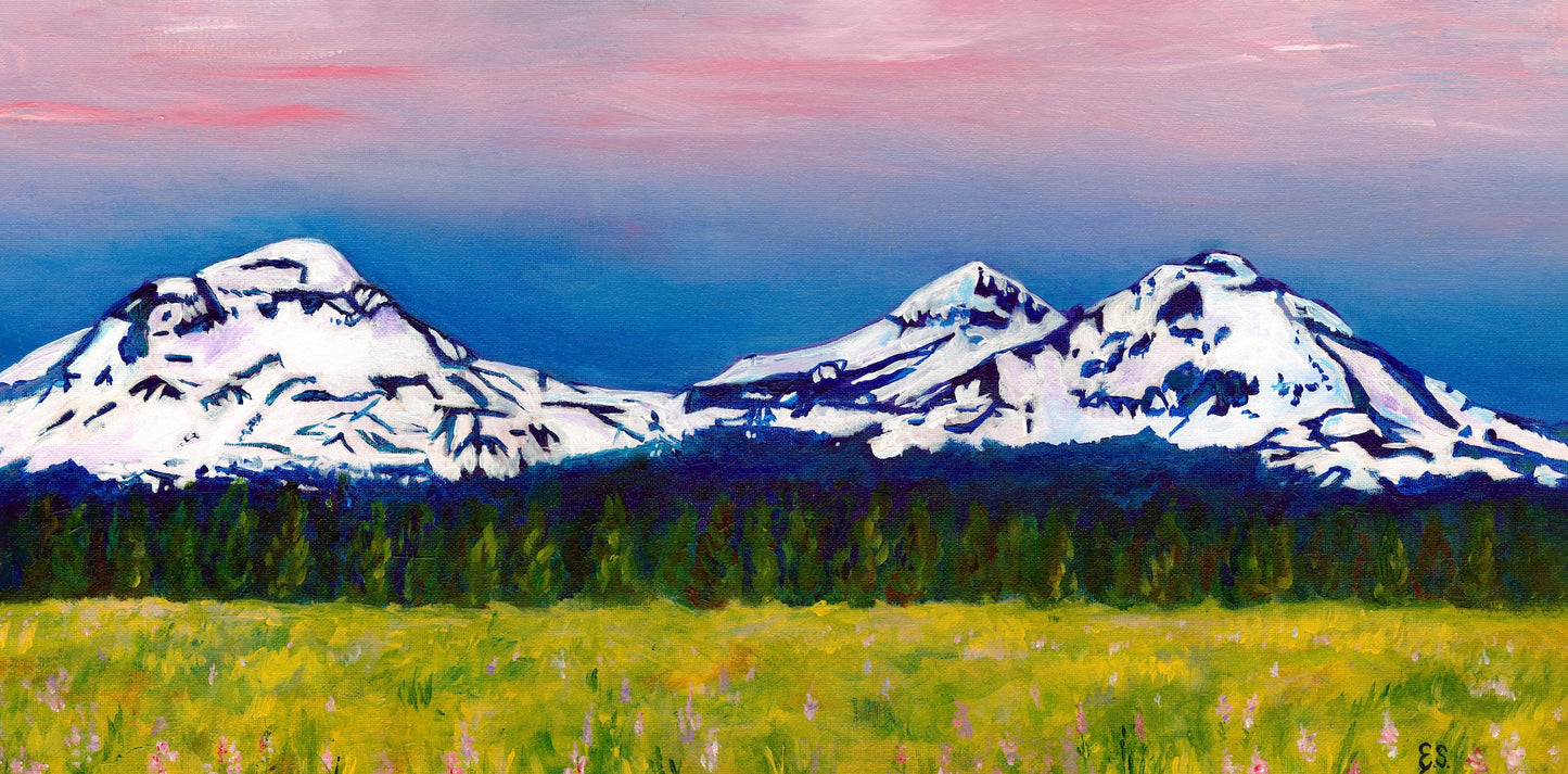 Three Sisters Sunrise - Original Acrylic 12 x 24 in